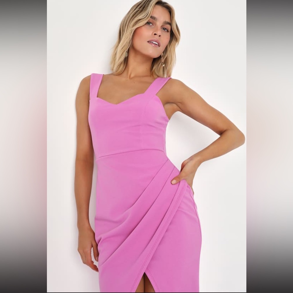 Always Beautiful rose pink tulip midi dress M